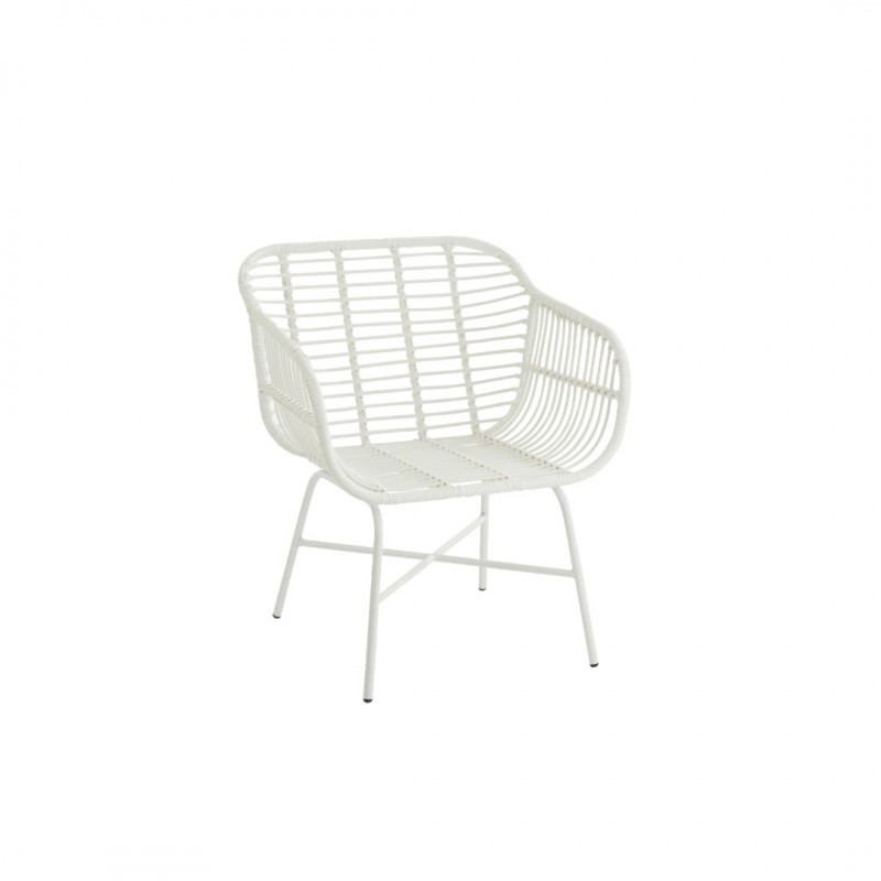 METAL RATTAN ARMCHAIR WHITE IN AND OUTDOOR - CHAIRS, STOOLS